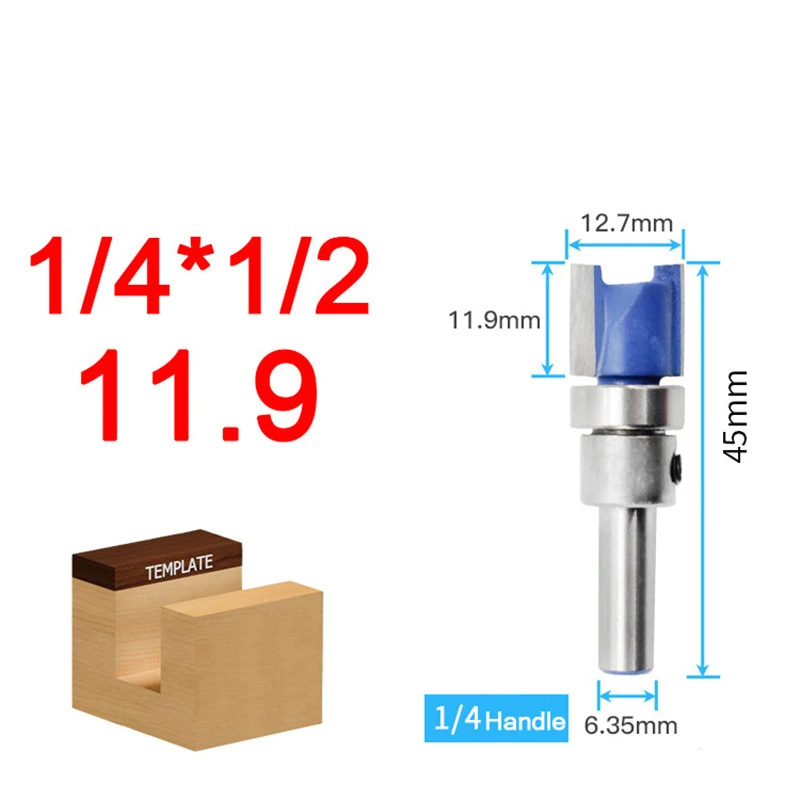 LAMEZIA 6.35mm Handle Profile Trimmer Woodworking Tool Router Bits For Wood Cutter Flat End Mills With Bearings