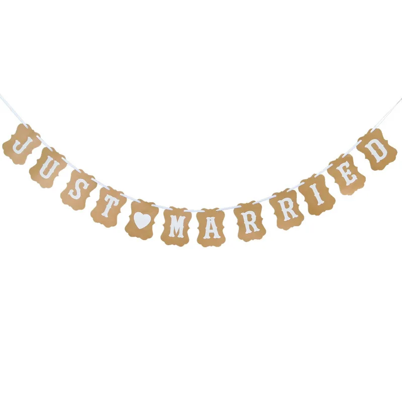 

Hot Lovely Vintage Wedding Party Photo Just Married Banner Garlands Decorations party garland decoration For photography