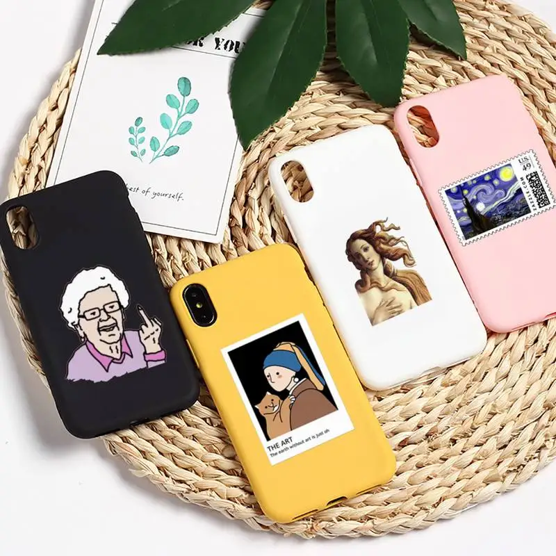 

Funny art illustration painting Phone Case Candy Color Phone Case for iPhone 11 12 mini pro XS MAX 8 7 6 6S Plus X 5S SE 2020 XR
