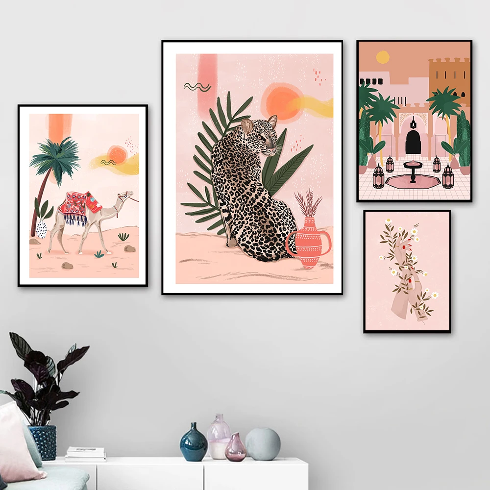 Morocco-Camel-Posters-And-Prints-Leopard-Boho-House-Girl-Nordic-Wall-Art-Canvas-Painting-Wall-Picture