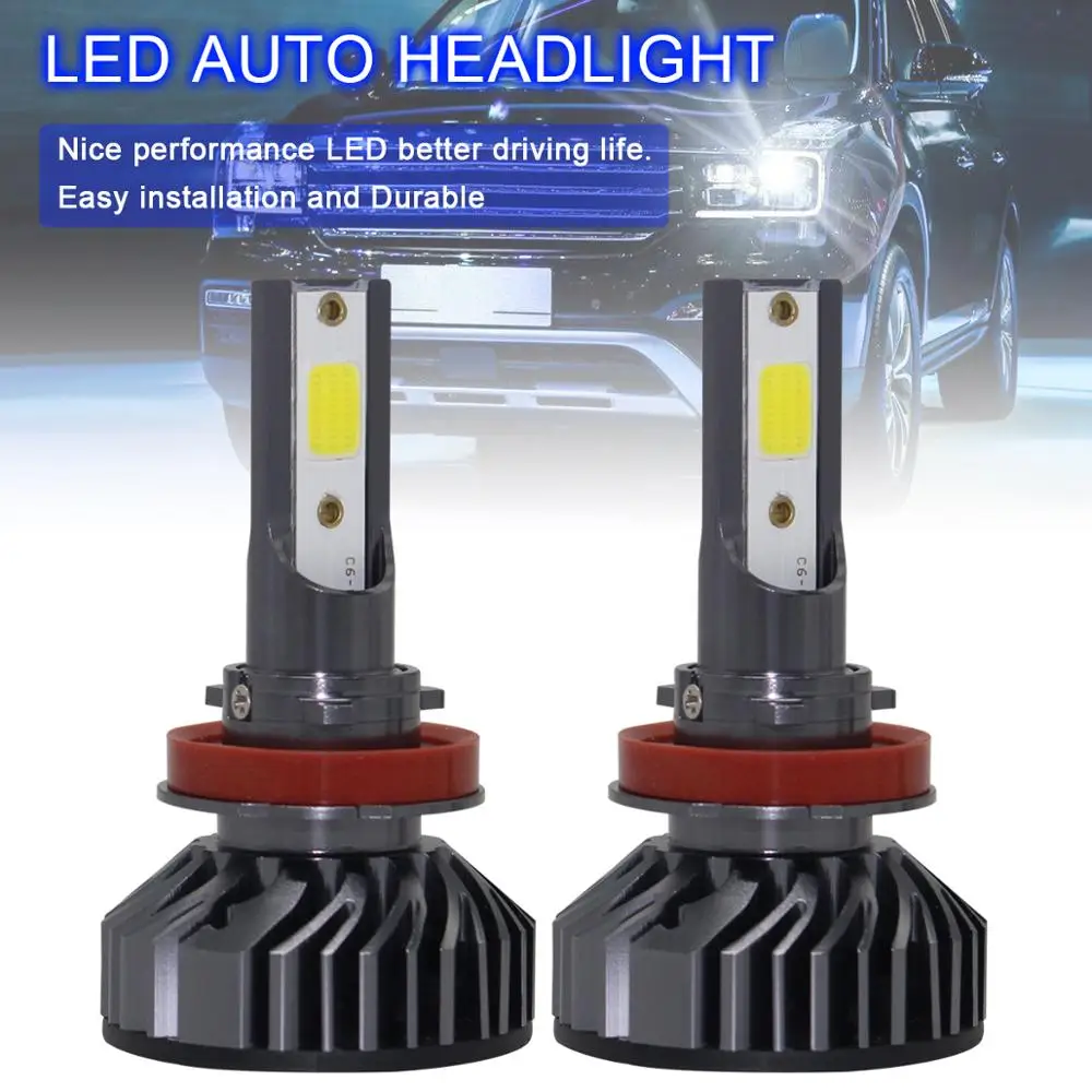 

2pcs H8 H9 H11 EV8 60W 8000LM 6500K DOB LED Car Headlight Bulbs Kit Automobile Fog Lamp Hi or Lo Light Bulb for Car Vehicle