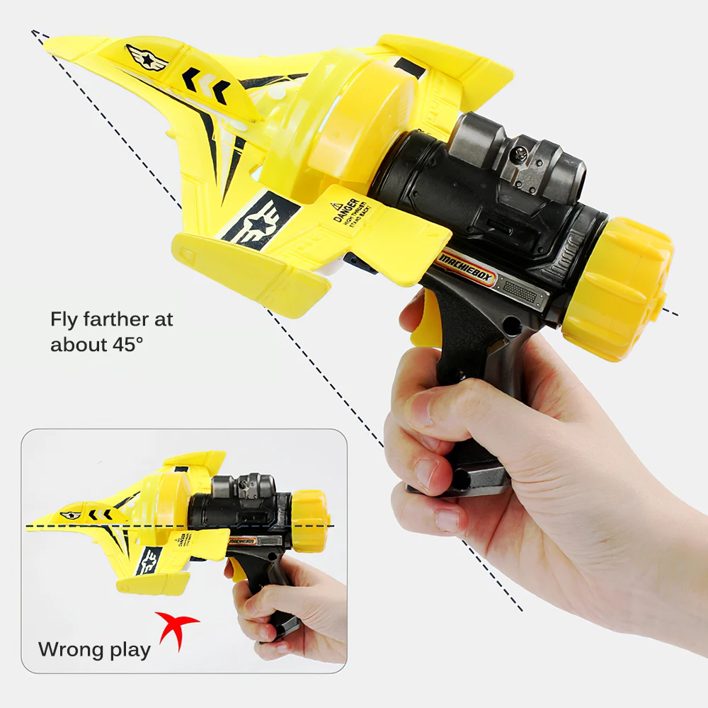 Children Foam Airplane Launcher Toy Catapult Plane Throwing Launcher