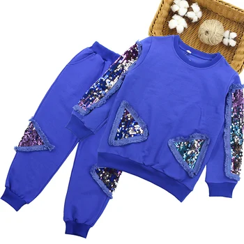 

Girls Sequin Sweatshirt + Pants 2PCS Girls Set 2020 Spring Autumn Long Sleeve Casual Sport Outfit For 4-13Y