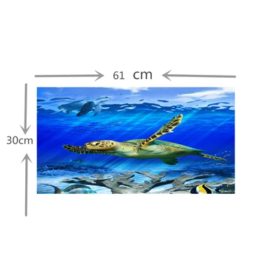 Подгонянный аквариум фон плакат морская черепаха с самоклеющейся ПВХ аквариум украшения аксессуары пейзаж обои - Цвет: L24 x H12 inch