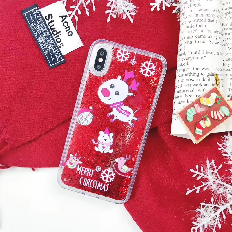 Чехол для телефона с рождественским рисунком модный подарок на год для девочки для iPhone 7 8 6 6s Plus X XR XS Max чехол TPU силиконовый чехол - Цвет: Quicksand shell