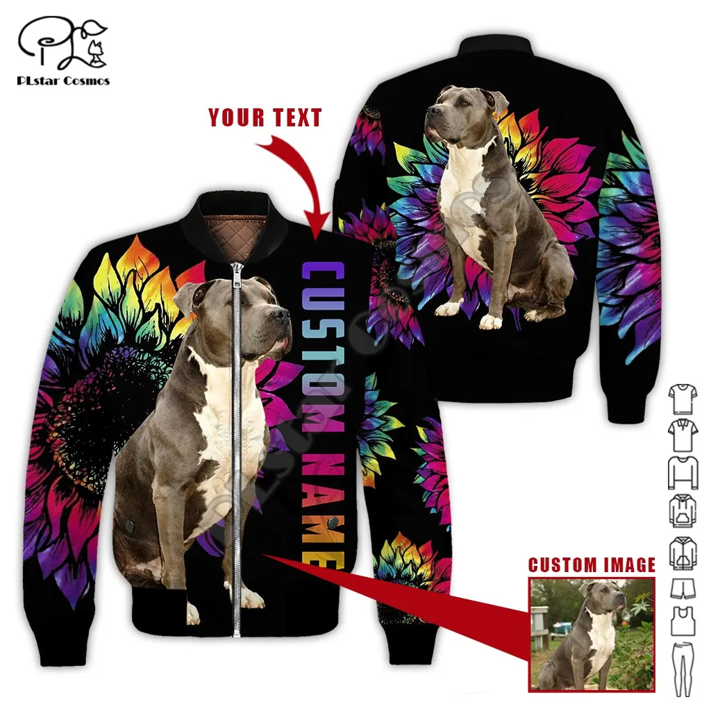 

PLstar Cosmos Pit Bull Dog 3D Printed Flight Bomber Jackets Coat Tracksuit Winter Thick Oversized Casual Long Sleeve Style-P25