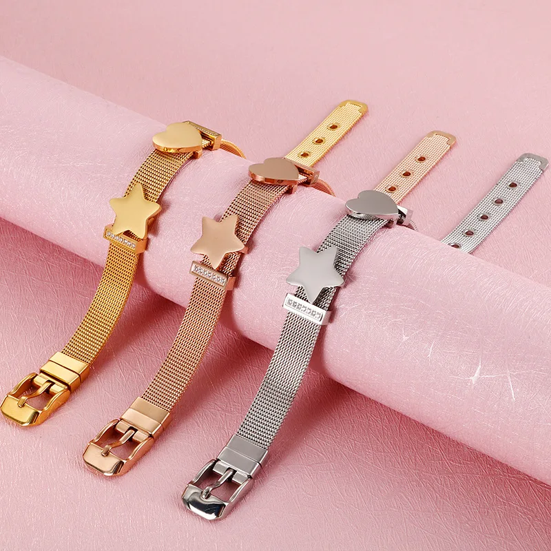 Custom Personalized Photo Name Bracelet Watchband Stainless Steel Rose Gold Women Men wrist Strap Watch Heart Star Bangle