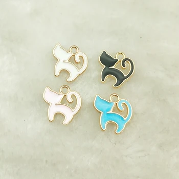 

10pcs enamel cat charm jewelry accessories earring pendant bracelet necklace charms zinc alloy diy finding 10x13mm