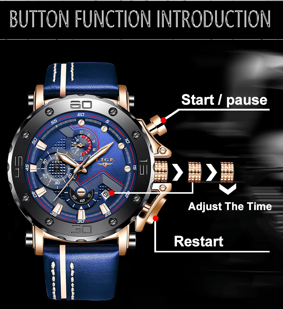 2022 LIGE New Mens Watches Luxury Large Dial Military Army Quartz Watch Fashion Casual Waterproof Wristwatch Business Watch Men