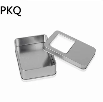 

20Pcs 12.5*9.5*3cm Rectangle Iron Jar Silver Portable Containers Jewelry/Boutique Packaging Box with window