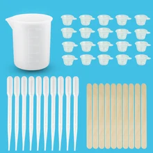 41 adet reçine takı araçları kiti ölçü kabı damlalıklı karıştırma çubuğu araçları UV epoksi reçine döküm yapma takı bulma araçları kiti