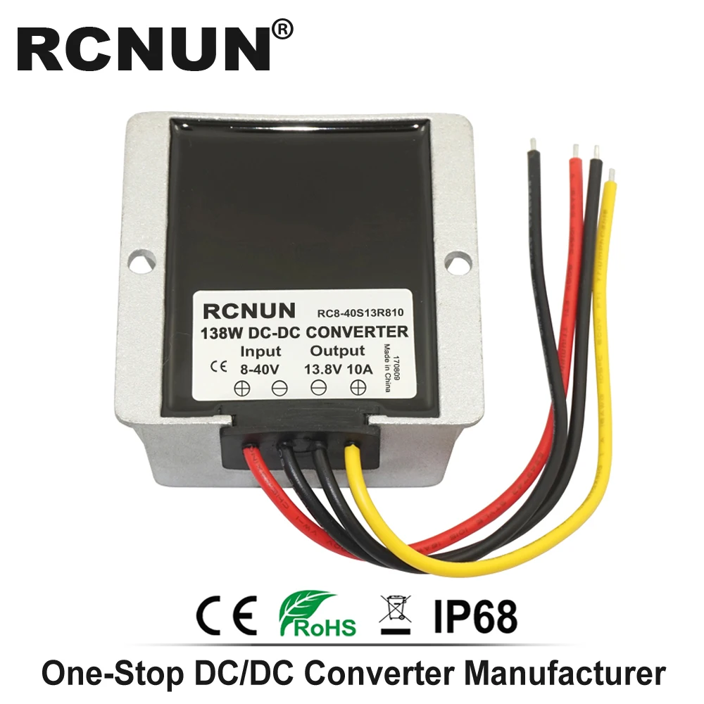 RCNUN DC 8-40V к DC 12V 13,8 V 1A 3A 6A 10A 15A 20A 25A повышающий понижающий преобразователь стабилизатор напряжения CE RoHS для автомобилей на солнечной батарее - Цвет: 8-40V to 13.8V 10A