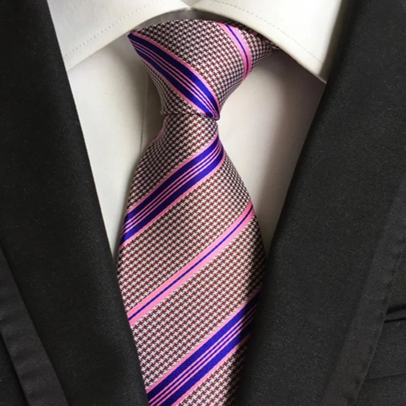 Fashion Classic Men's Tie Plaid Striped Jacquard Necktie Business Formal Wedding Party 8cm 1200 Needles Corbatas Gravata