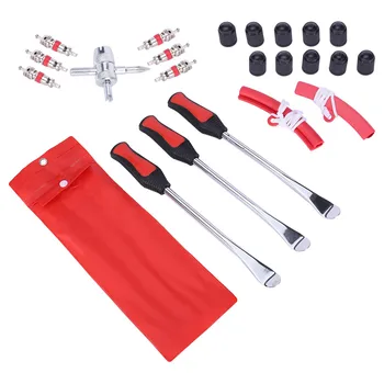 

2019 new Tire Spoon Lever Iron Tool Motorcycle Bike Tire Change Kit W/3Pc R-im Protectors 6PCS Valve core set#LR3