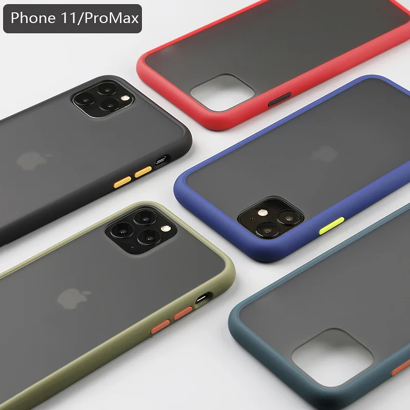 

Bright buttons solid Anti-knock for case iphone 11 11Pro max cover matte anti-slip funda for iphone 11 7 plus 8 xr x xsmax 8plus