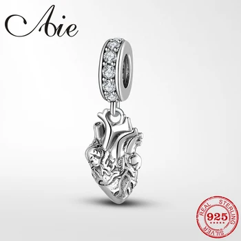 

925 Sterling Silver Human body heart structure Charm Pendant bead fine Jewelry making fit Original Charms DIY silver Bracelets