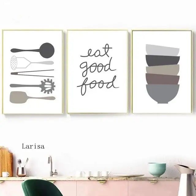 

Kitchenware Spoon Bowl Minimalist Wall Art Canvas Painting Nordic Posters and Prints Wall Pictures for Dining Room Kitchen Decor