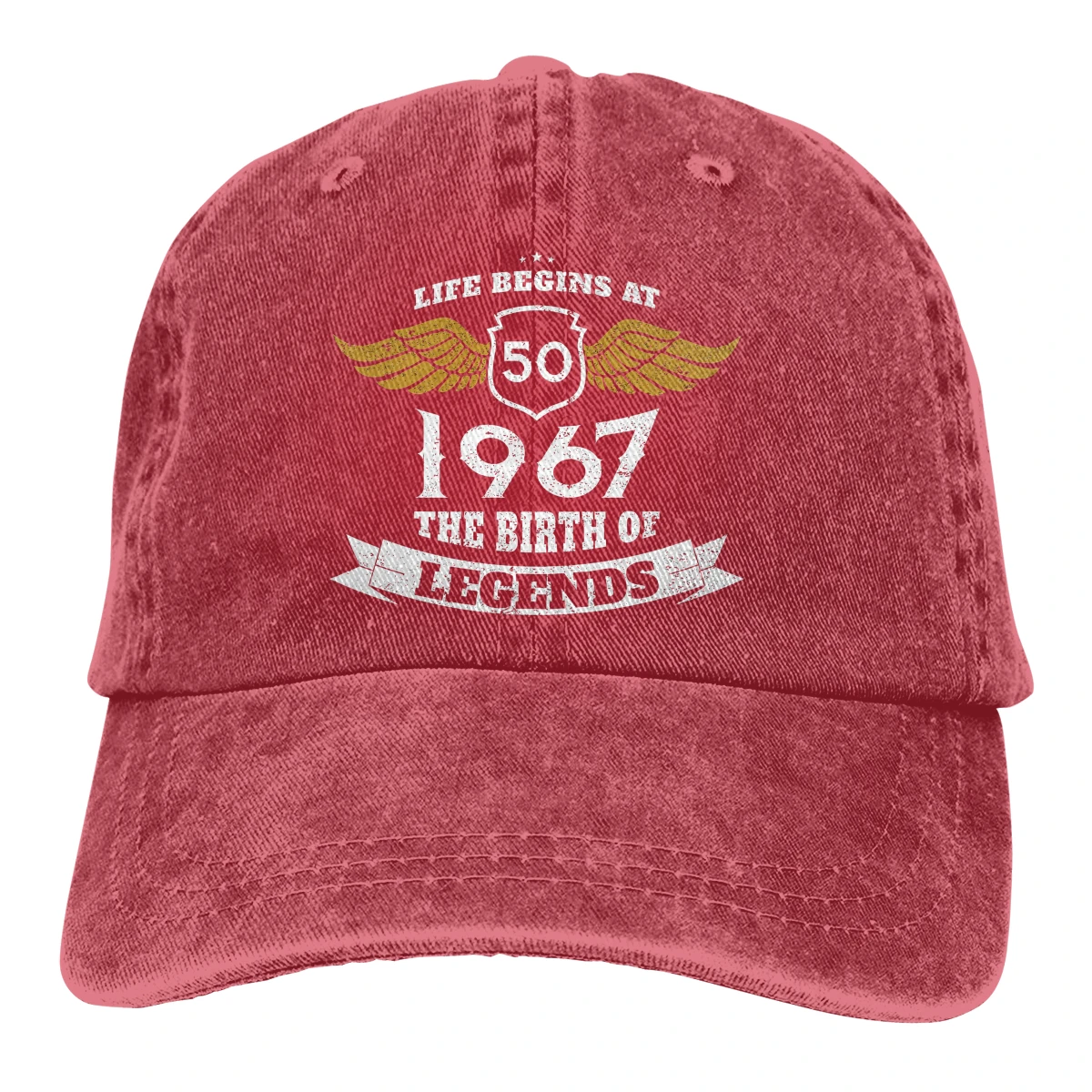 Adjustable Solid Color Baseball Cap Life Begins At 50 1967 The Birth Of Legends Washed Cotton 50 Years Old Sports Woman Hat