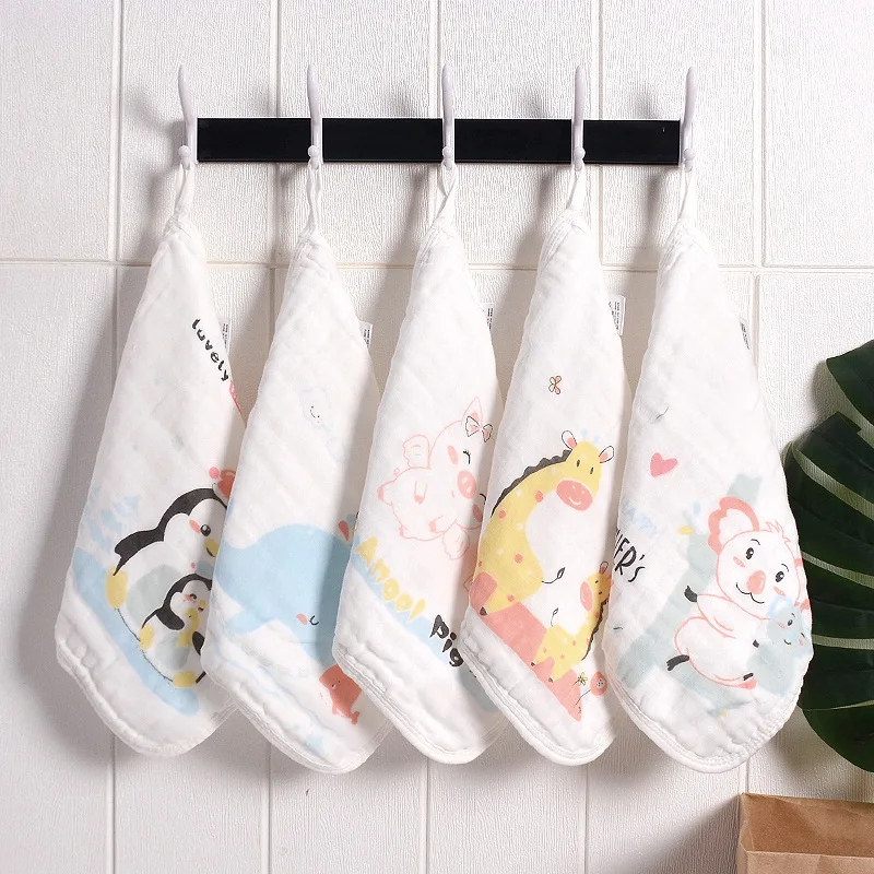 Luxury Cotton Muslin Baby Washcloth Set - 5 Piece Soft Gauze Towel Collection