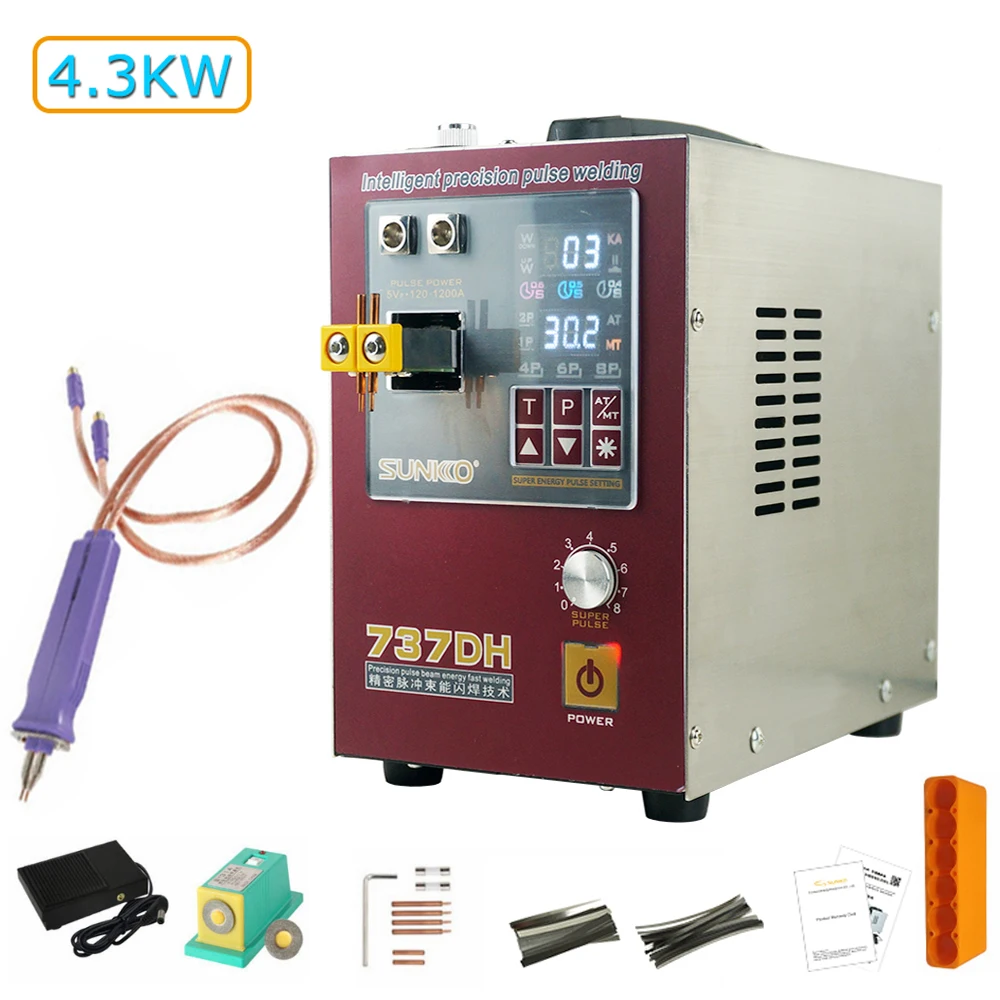 SUNKKO 737DH 4.3kw Автоматическая точечная Импульсная Сварка машина задержка точечной