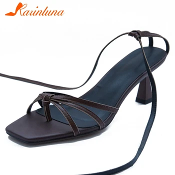 

Karinluna 2020 New Fashion Lace-Up Summer Sandals Woman Shoes Open Toe Concise Strange Style Gladiator Shoes Women Sandals