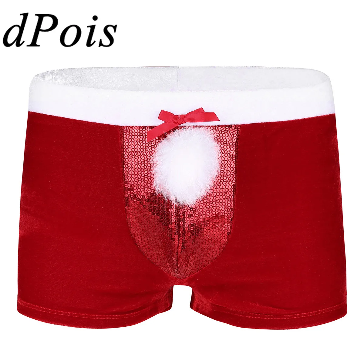DPOIS мужские шорты-боксеры, мужское нижнее белье, рождественское блестящее Перо, необычное нижнее белье, Санта Клаус, купальный костюм