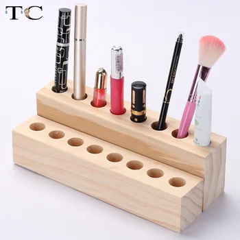 

Solid Wood Cosmetics Lipstick Stand Desktop Finishing Holder Eyebrow Pencil Cosmetics Lipstick and Lip Rack