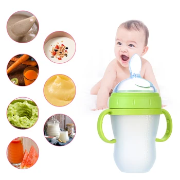 

240ml Baby Bottles and Feeding Spoon Silicone Baby Feeding Cup Baby Water Bottle Kids Nursing Bottles for Babies Infants Toddler