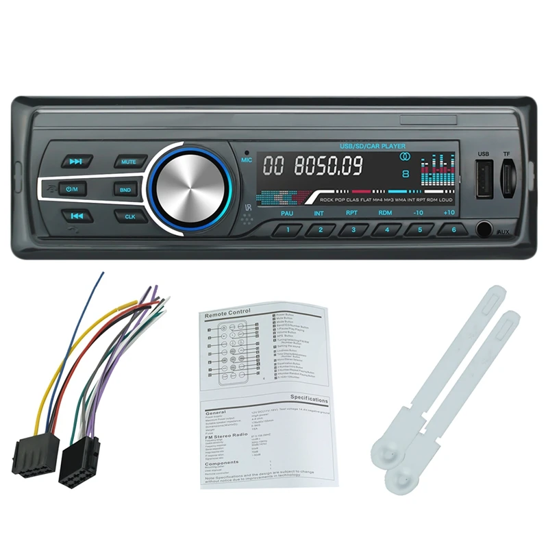 Автомобильный MP3 плеер автомагнитола 1 DIN USB быстрая зарядка Bluetooth громкая связь