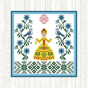 

Peace Princess Joy Sunday Cross Stitch Kits 14ct Count Print on Canvas for Needlework Set for Embroidery Kit DMC DIY Art Crafts