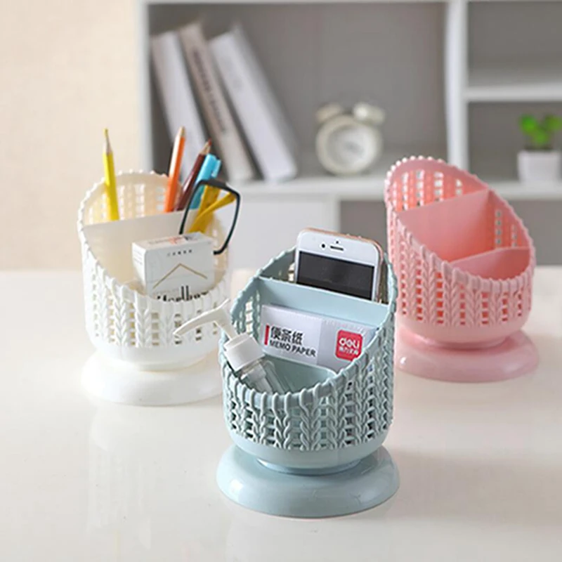 Creative Holder 3 Grid Desktop Organizer Pen Holder Makeup Storage Box School Office Accessories Stationery