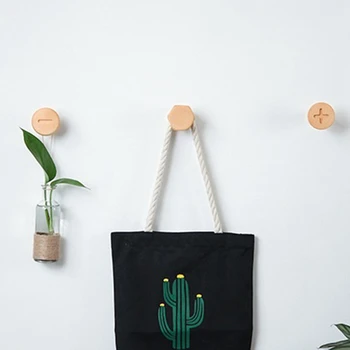 

Natural Wooden Coat Hooks Wall Mounted Single Wall Hook Rack Clothes Hat Hanger Towel Rack Toddler Baby Room Screw Hook