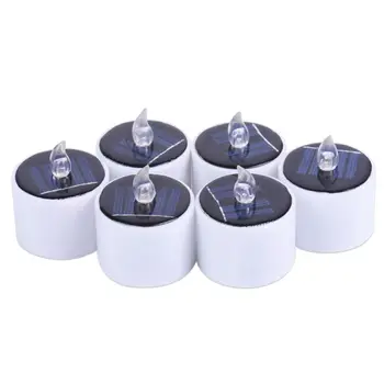 

6 Pcs/Set Yellow Flicker LED Lights Solar Power Candles Flameless Electronic Nightlight Candle E2S