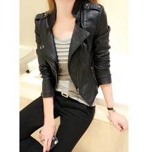 Классическая черная куртка из искусственной кожи женская крутая тонкая короткая мотоциклетная куртка Женская Осенняя куртка на молнии Базовая Верхняя одежда Топ