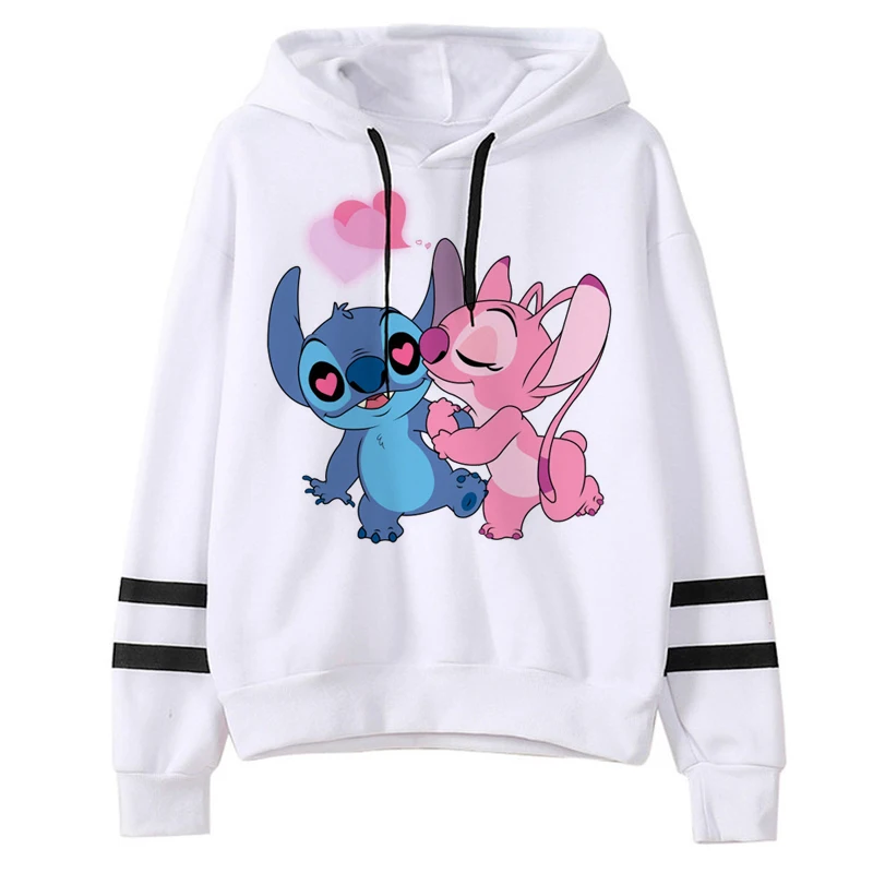 Kawaii Stitch Ohana Hoodies Women Disney Cartoon  Lilo Stitch Graphic Streetwear Anime Unisex Korean Style Sweatshirts Female