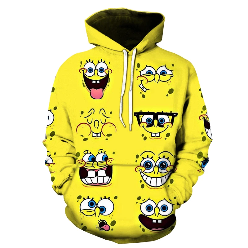 Sudaderas con estampado 3D de Bob Esponja para hombre y mujer, trajes familiares a juego, sudadera informal de dibujos animados para bebé, Tops geniales
