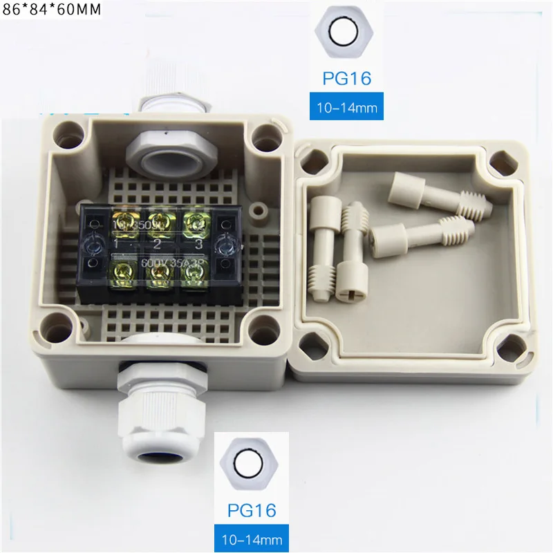 35A 600V 3 штифта клеммные блоки с соединителями сальников герметичный корпус Чехол проект распределительная коробка - Цвет: 1in 1 out  box kit A