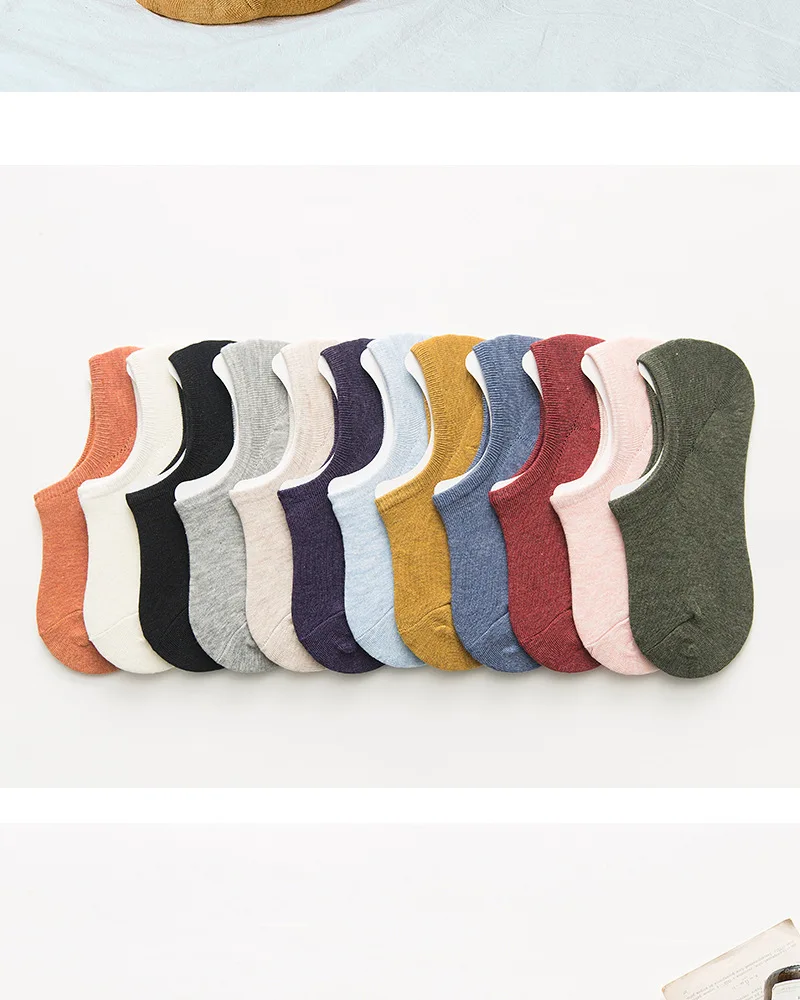 Socks Wholesale Spring Summer Women's Solid Color Hidden Socks Women's Cute Silica Gel Anti-slip Foot Sock Pure Cotton No-show S