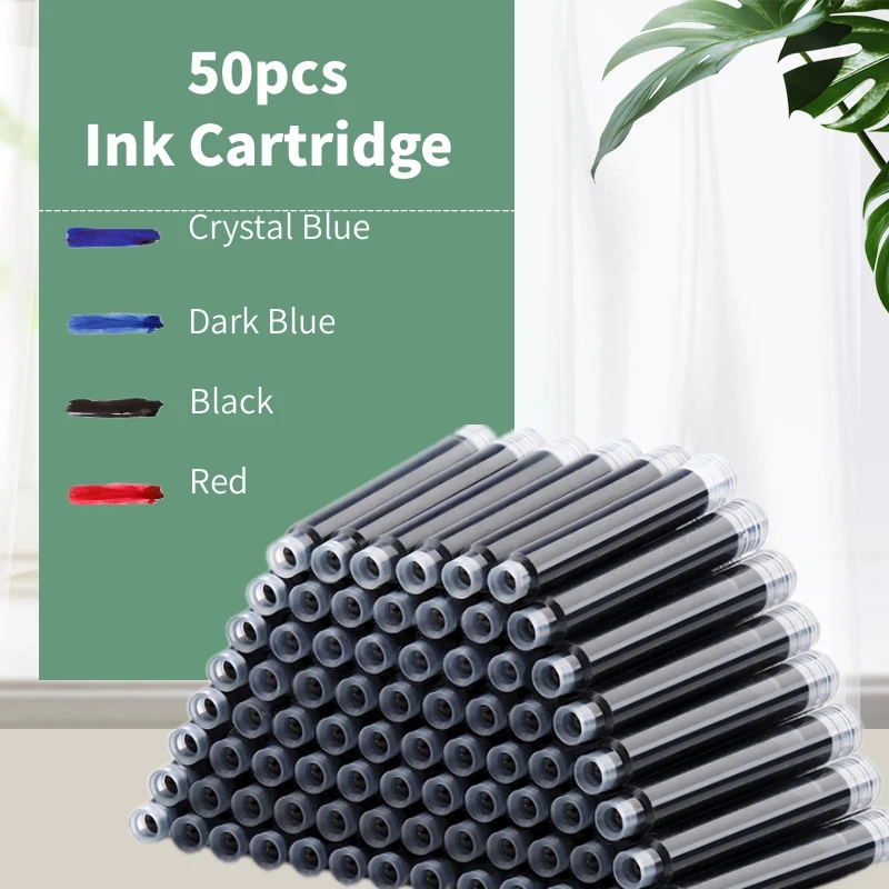 2.6/3.4mm Disposable Fountain Pen Ink Cartridge Refill Black/Red/Blue Set School Office Supplies Stationery Gifts 50pcs | Канцтовары для