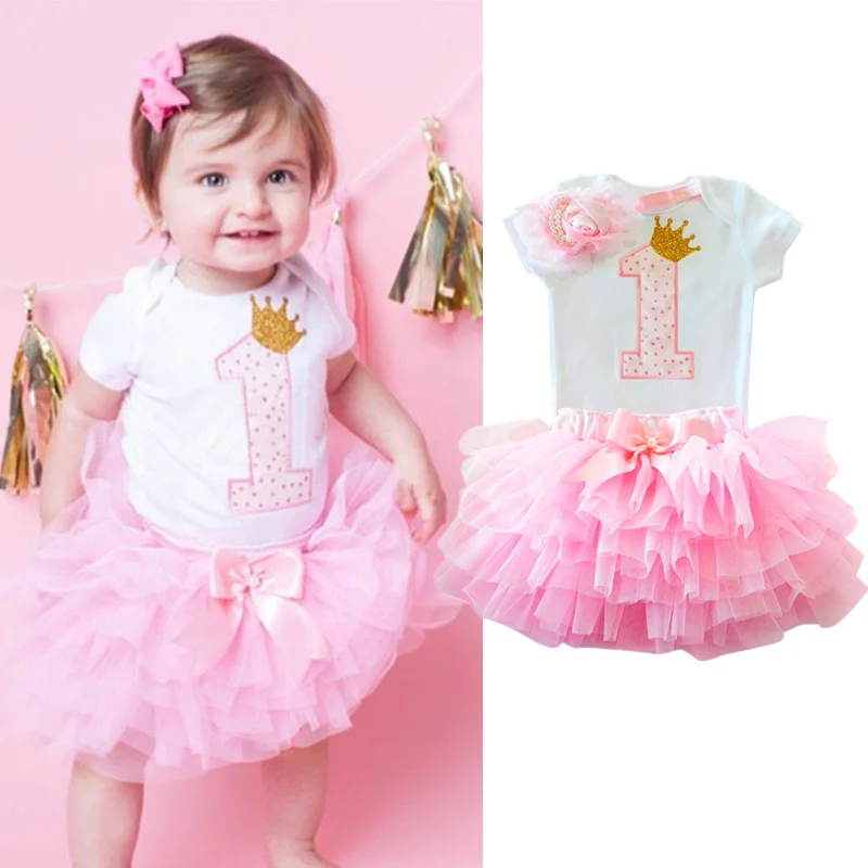 Baby Mädchen 1 Jahr Geburtstag Lieblich Partykleid Tüll Tutu Kleider Geschenke 