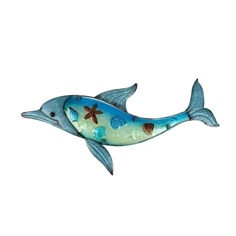 Garden Blue Dolphin Wall Artwork With Painting Glass For Outdoor Decoration Statues And Home Garden Decoration Garden Statues Sculptures Aliexpress