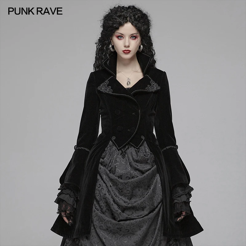 PUNK RAVE femmes gothique Lolita mi-longue trame velours épais