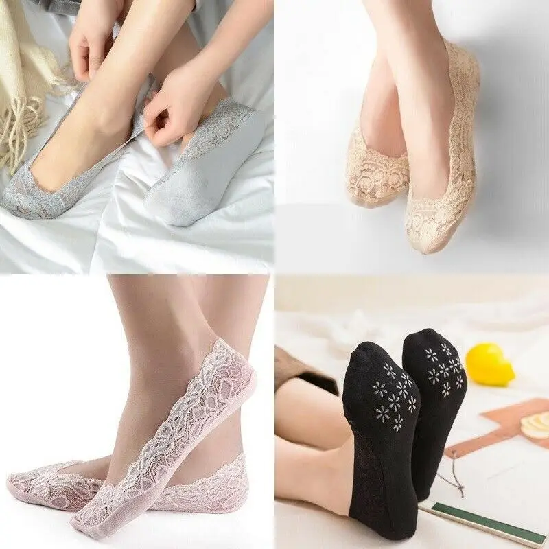 

Fashion Women Lace Floral Thin Hosiery Sock Slippers Ladies Summer Short Mesh Shoe Socks