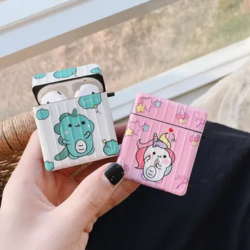 

For AirPods 1/2 Earphone box Cover luxury unicorn Cartoon silicon Case For Air Pods 2 case dinosaur animal Headphone case funda