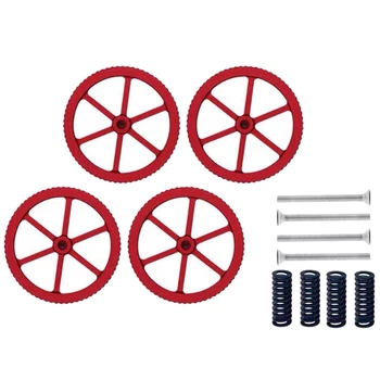 

4PCS Alloy Big Hand Twist Leveling Nut with 4PCS Hot Bed Springs Creality Upgraded Red Manual Screw Flat Nut Suit