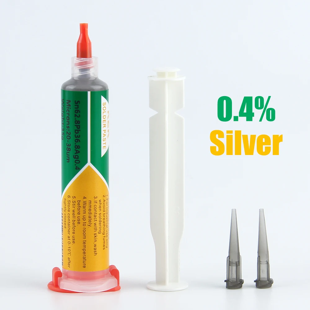 Needle tube solder paste sn62.8pb36.8ag0.4 melting point 181 ℃ SMD welding SMT patch maintenance mobile  components solder paste