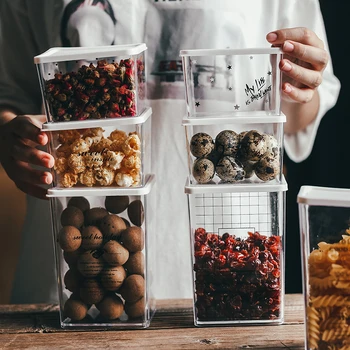 

Kitchen Food Grade Plastic Storage Container Transparent Refrigerator Fresh-Keeping Box Sealing Food Preservation Cans