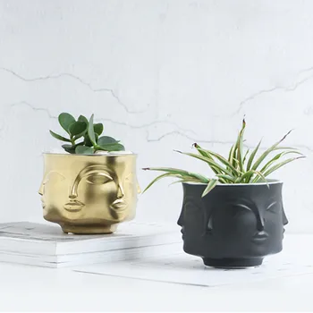 

Nordic Style Ceramic Human Face Potted Vase Ornaments Home Decoration Living Room Succulent Pot Flower Pot Vase Furnishings