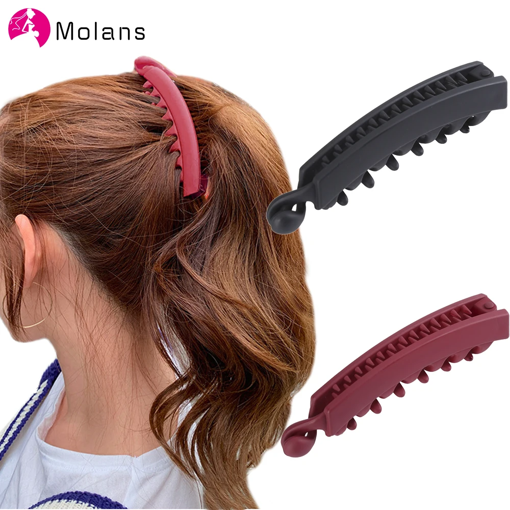 Molans 2020 Frosted Hair Clips Solid Color Banana Clip Women's Hair