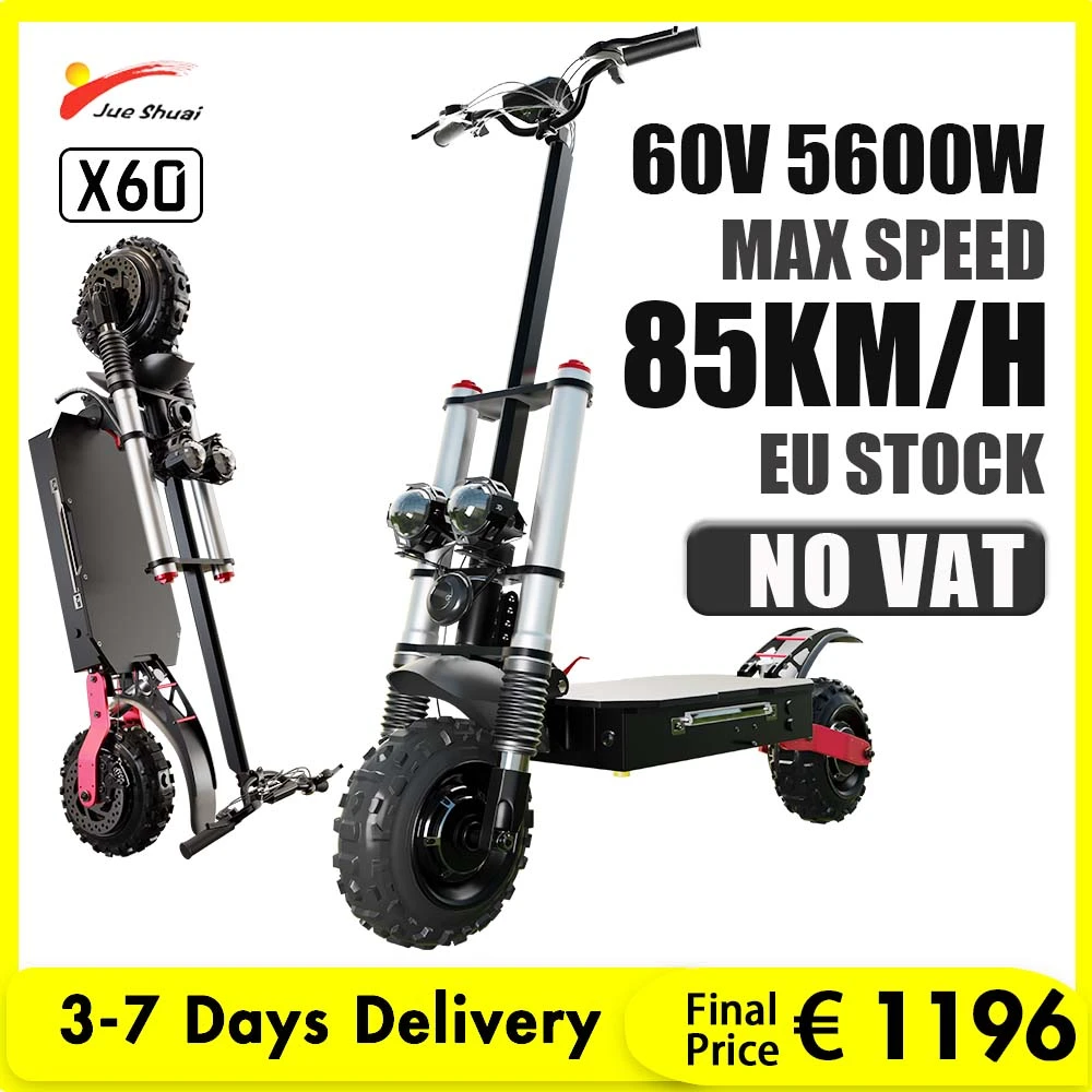 Jueshuai X60 100km Long Range Electric Scooter 5600w Dual Motor E